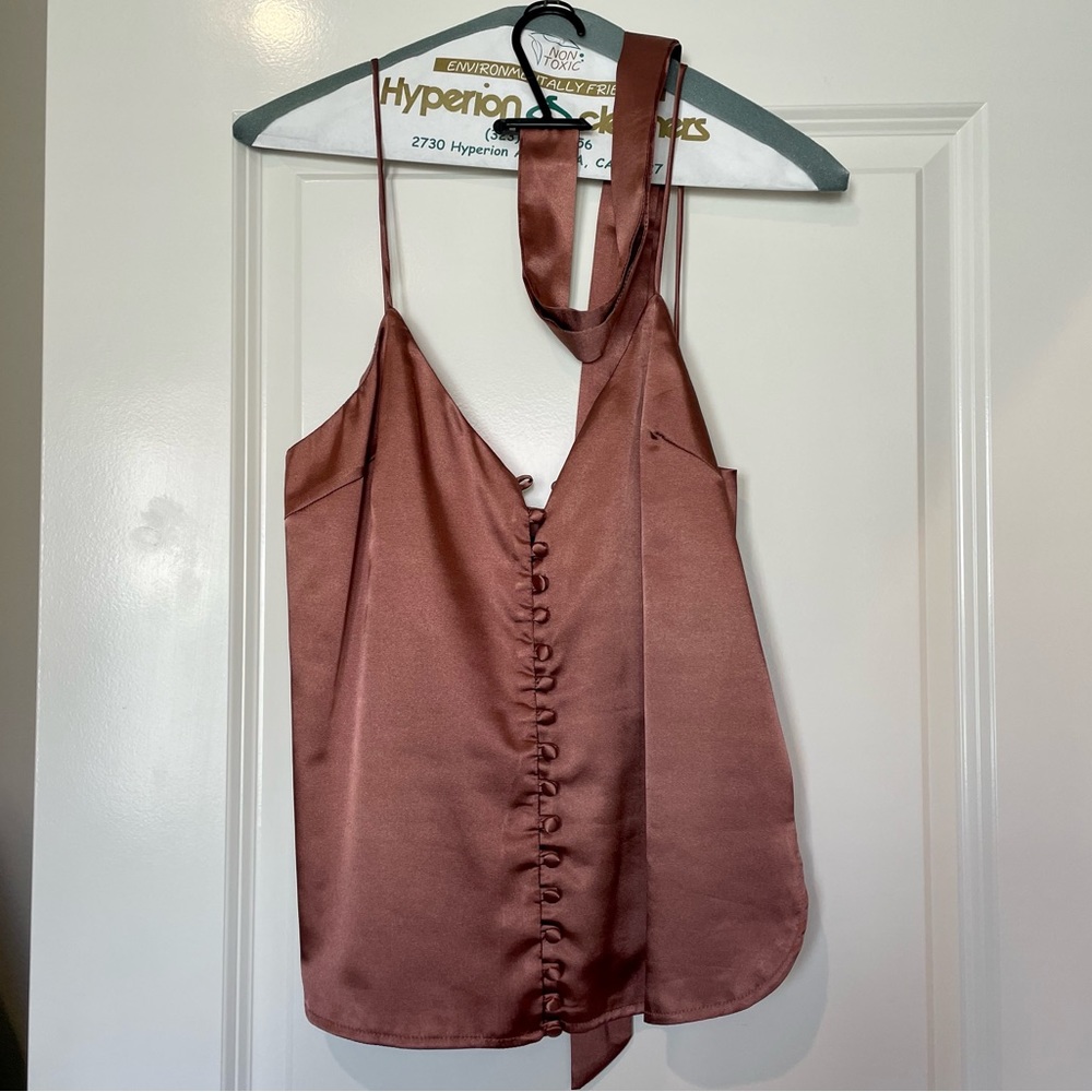 Bronze Silky Top with Tie